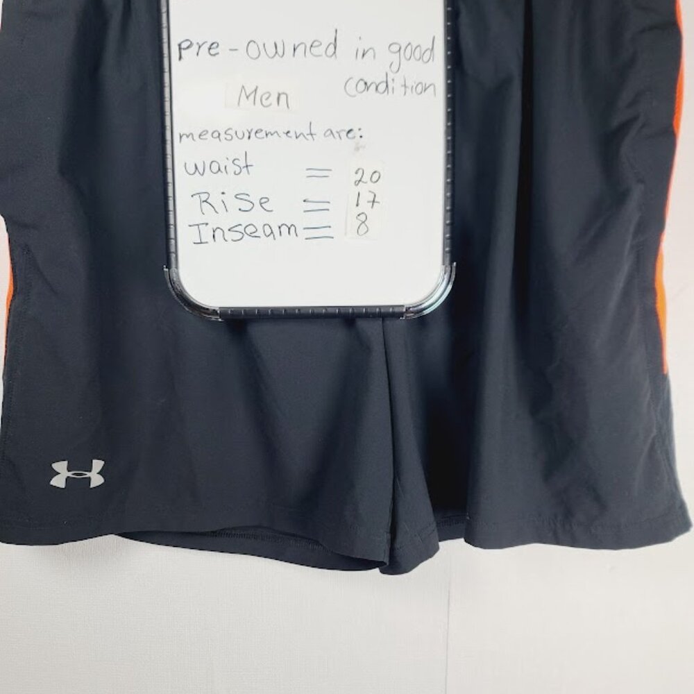 Under Armour Men's Dark Grey Orange Heatgear Fitted Athletic Short Size 2XL - Picture 7 of 7